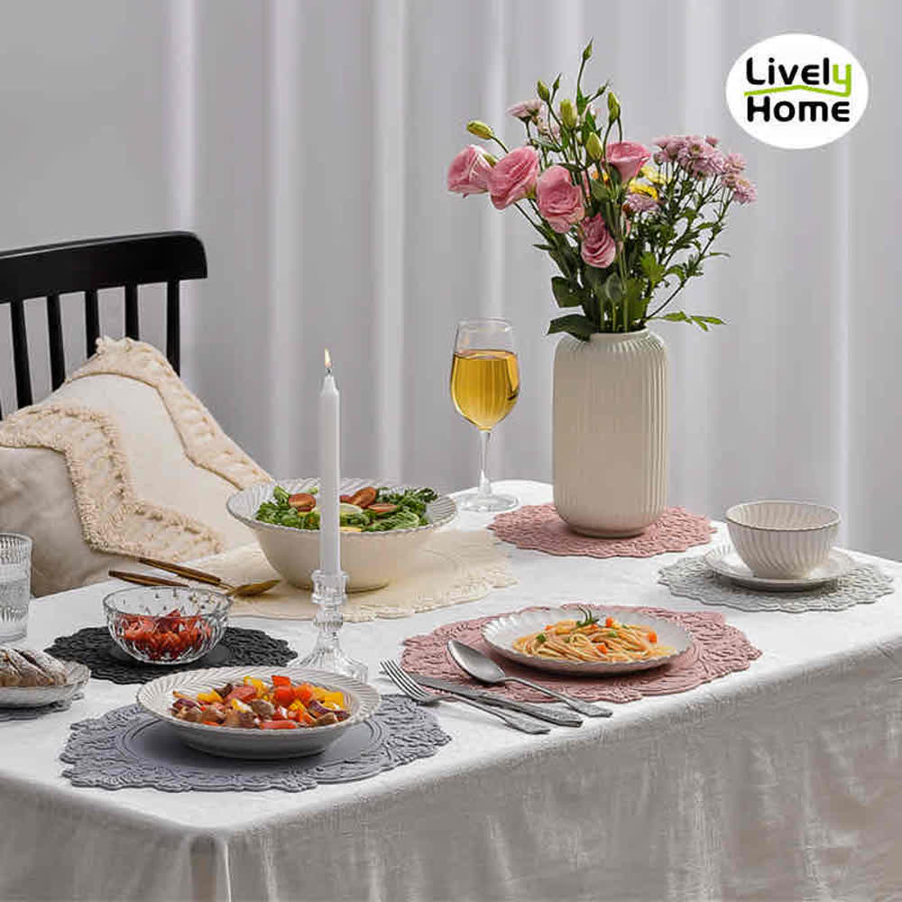 Silicone Oval Placemat Flower Embossed  4