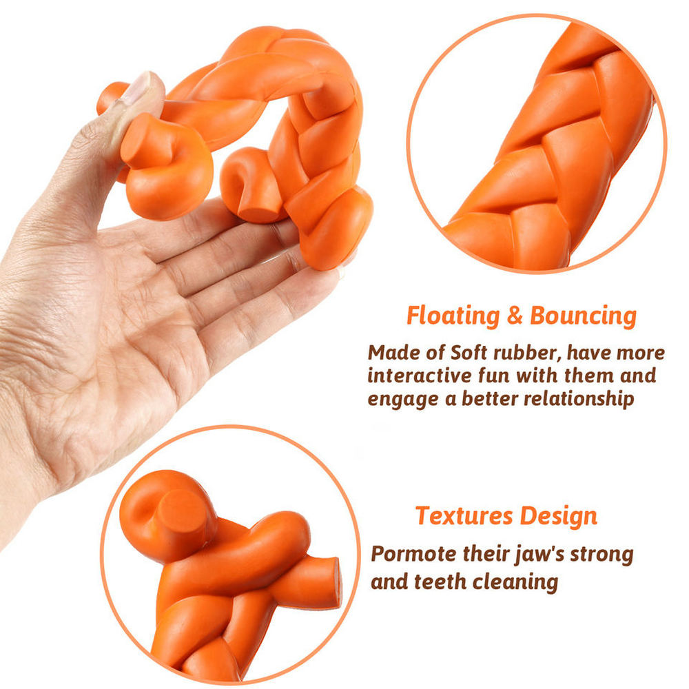 Rubber Real Beef Bacon Flavor Bone Wishbone Shape Dog Chew Toy 3