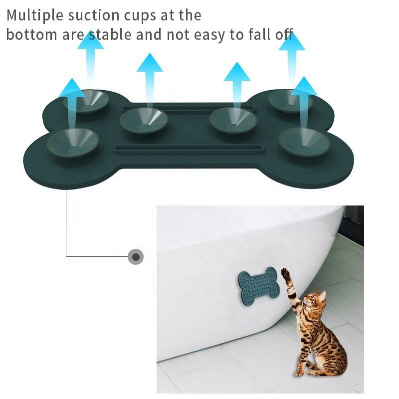 Dog Bone Shape Silicone Slow Eating Dog Lick Pad Suction To Wall Mat Bowl For Dog Bathing Training Grooming 2