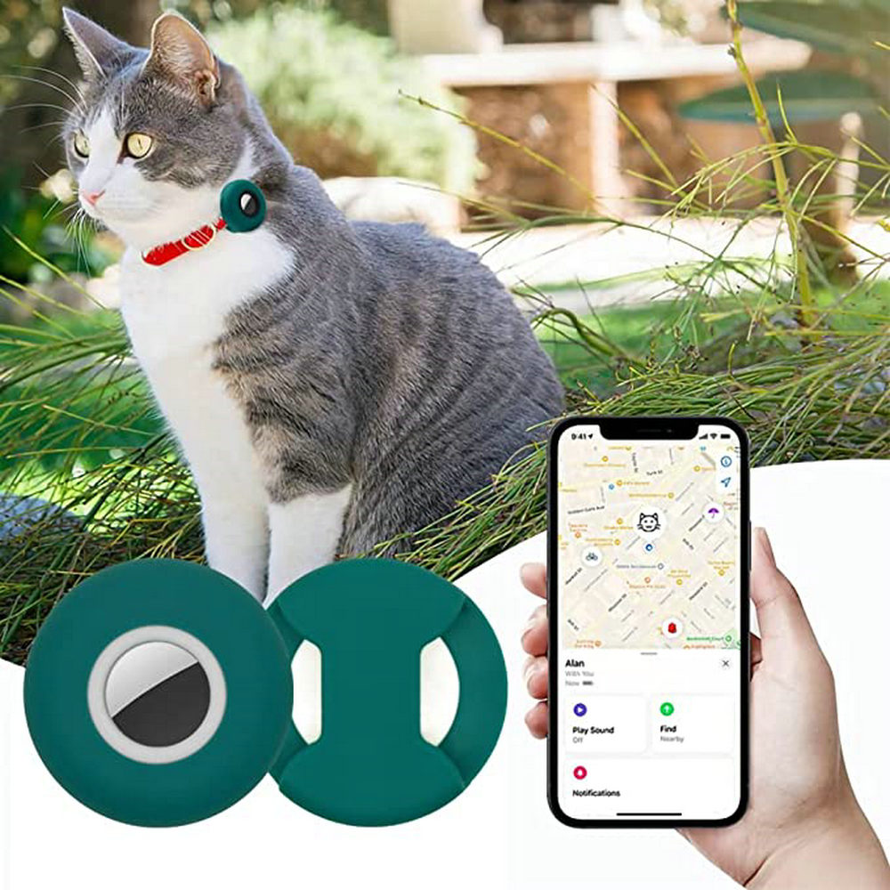 Airtag Dog Collar Holder 2 Pack Silicone Protective Air Tag Cat Collar Cover 5