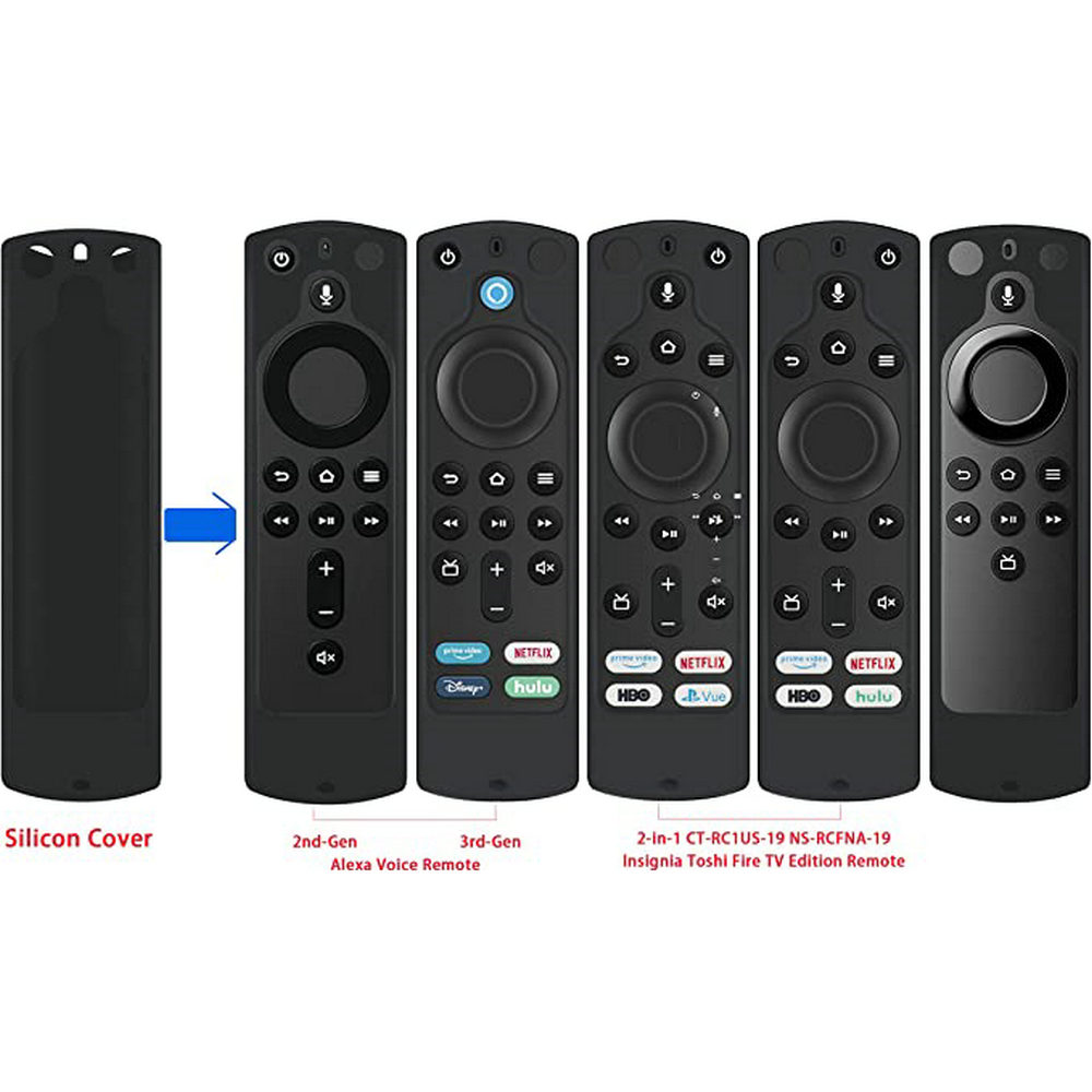 Silicone Protective Case fit for 2nd 3rd-Gen Alexa Voice Remote Black 2pcs 2