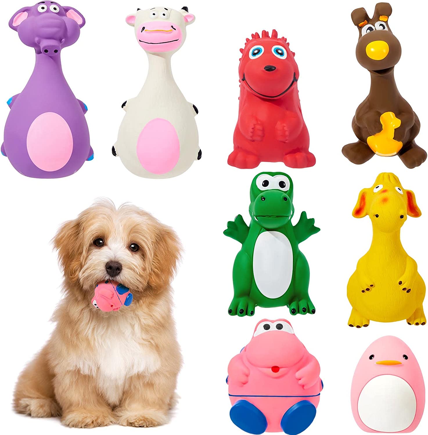 8 Pcs Squeaky Dog Toys Latex Rubber Dog Squeaky Toys Puppy