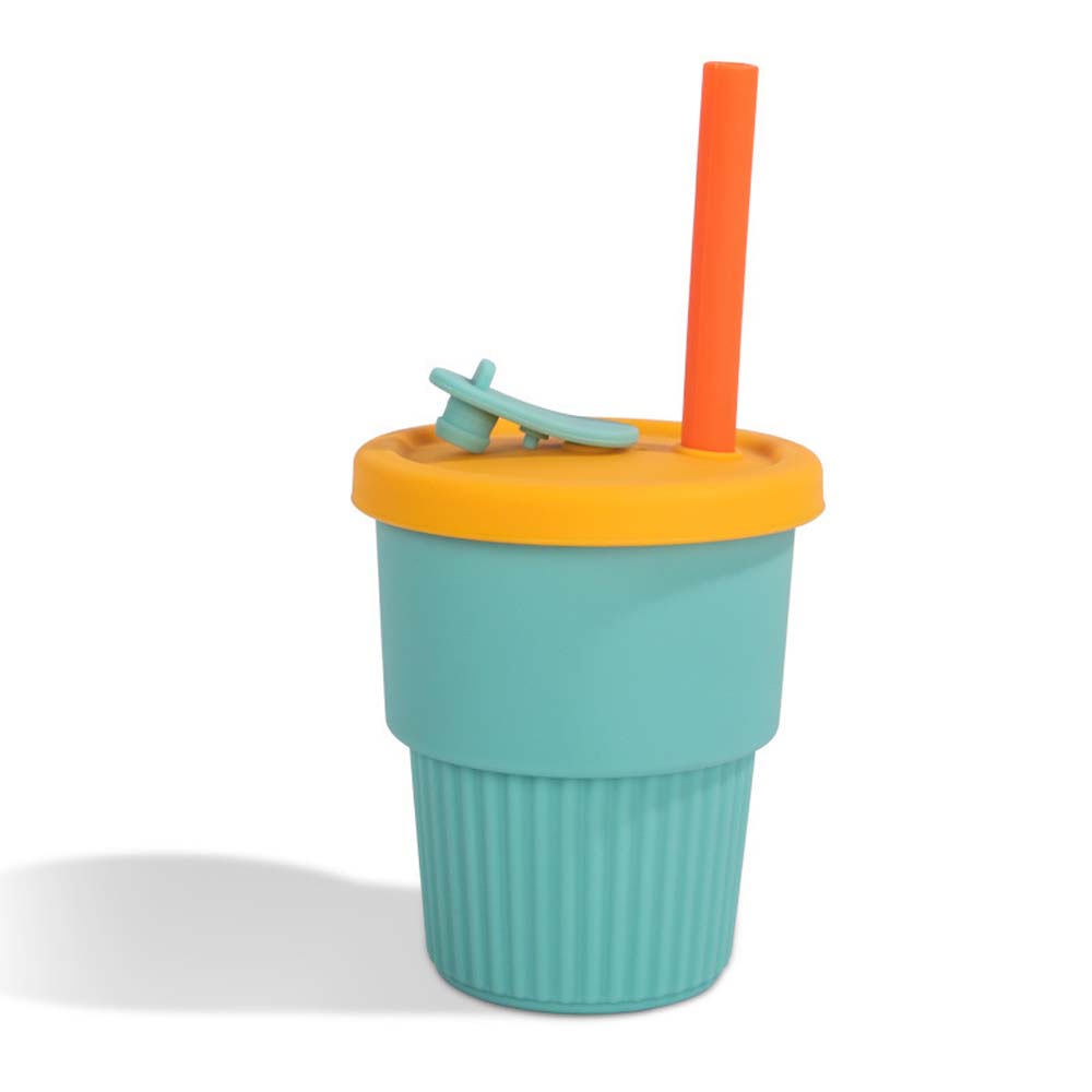 silicone straw cup Infant learning cup baby leak-proof silicone water cup 6