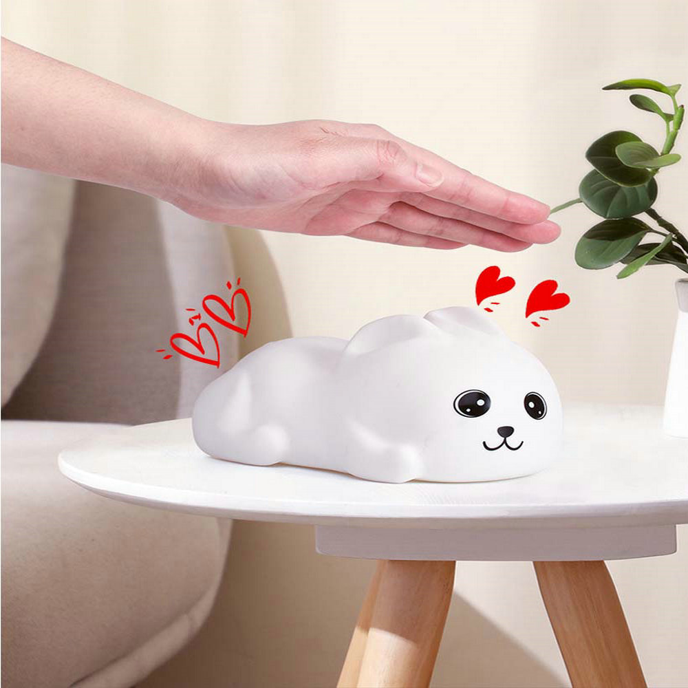 Lying flat rabbit night light couple gift silicone pat lamp 3