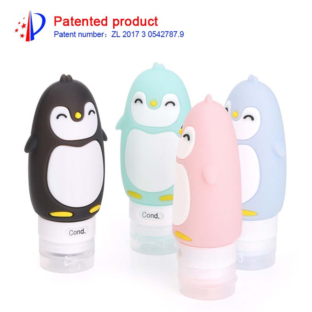 Cartoon silicone dispensing bottle portable penguin travel bottle set Cosmetic lotion shampoo bottle 2