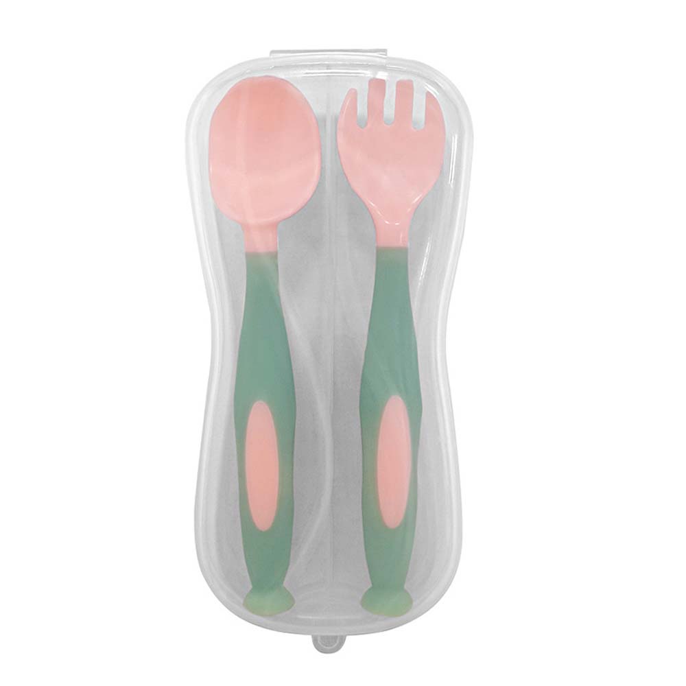 Pure silicone for kids Kids eating training spoon fork set Feeding spoon soup spoon complementary food tableware 6