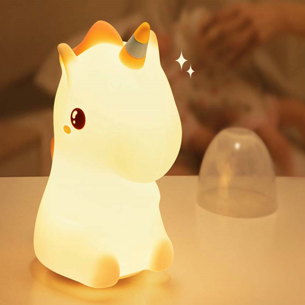 Creative unicorn pat night light Bedroom bedside child feeding sleep silicone pat light 2