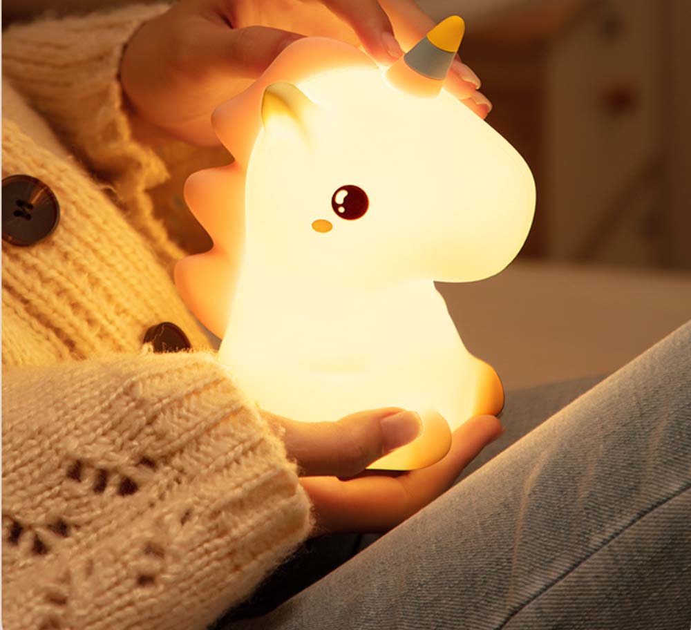 Creative unicorn pat night light Bedroom bedside child feeding sleep silicone pat light 3