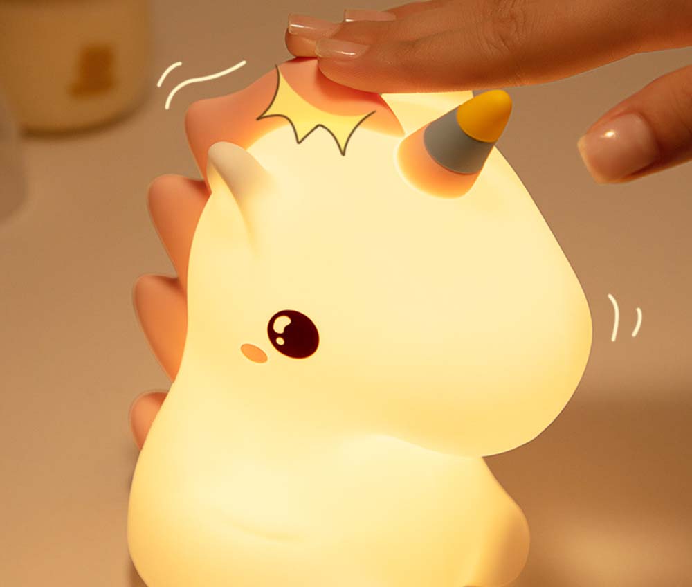 Creative unicorn pat night light Bedroom bedside child feeding sleep silicone pat light 4