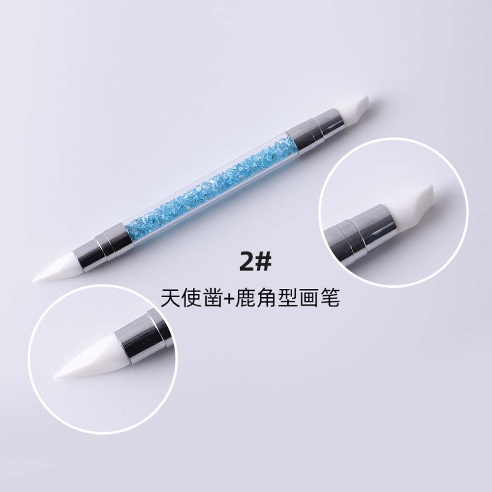 Nail art double head silicone pen set Nail head pen powder embossing stick indentation pen soft ceramic clay tool 3