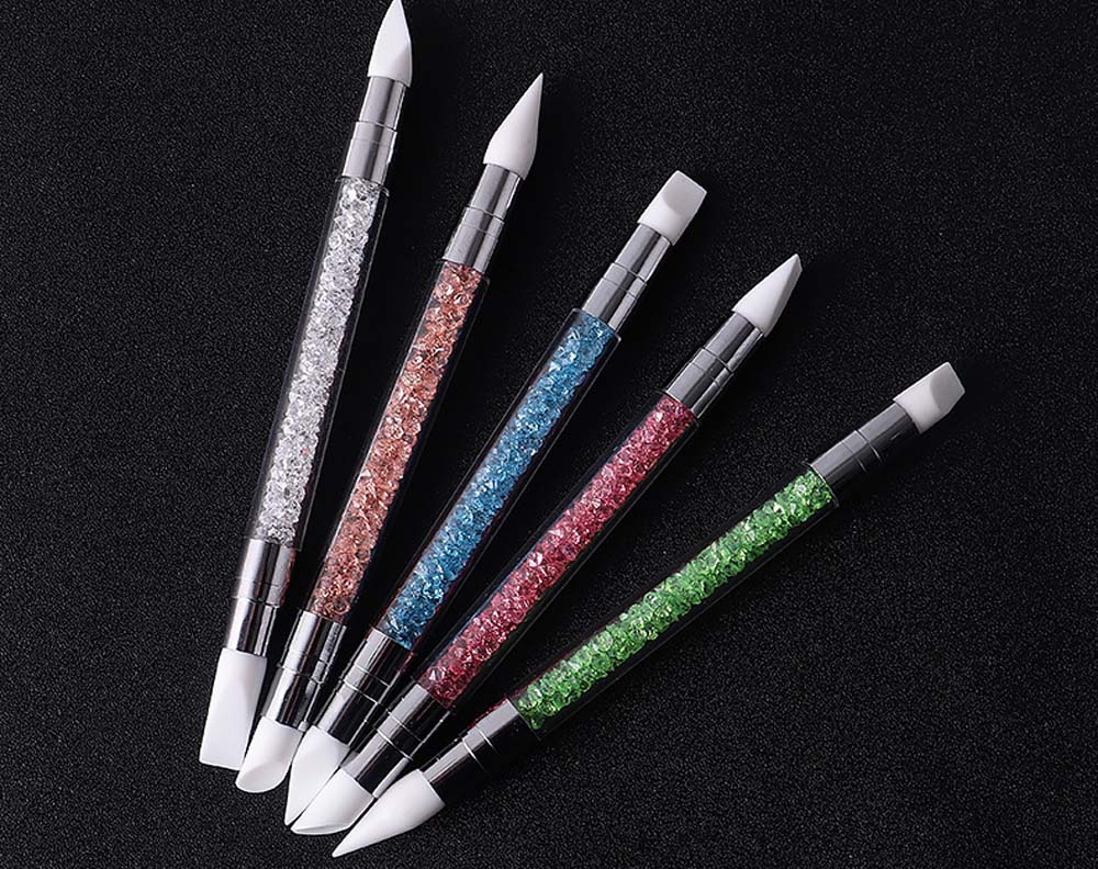 Nail art double head silicone pen set Nail head pen powder embossing stick indentation pen soft ceramic clay tool 6