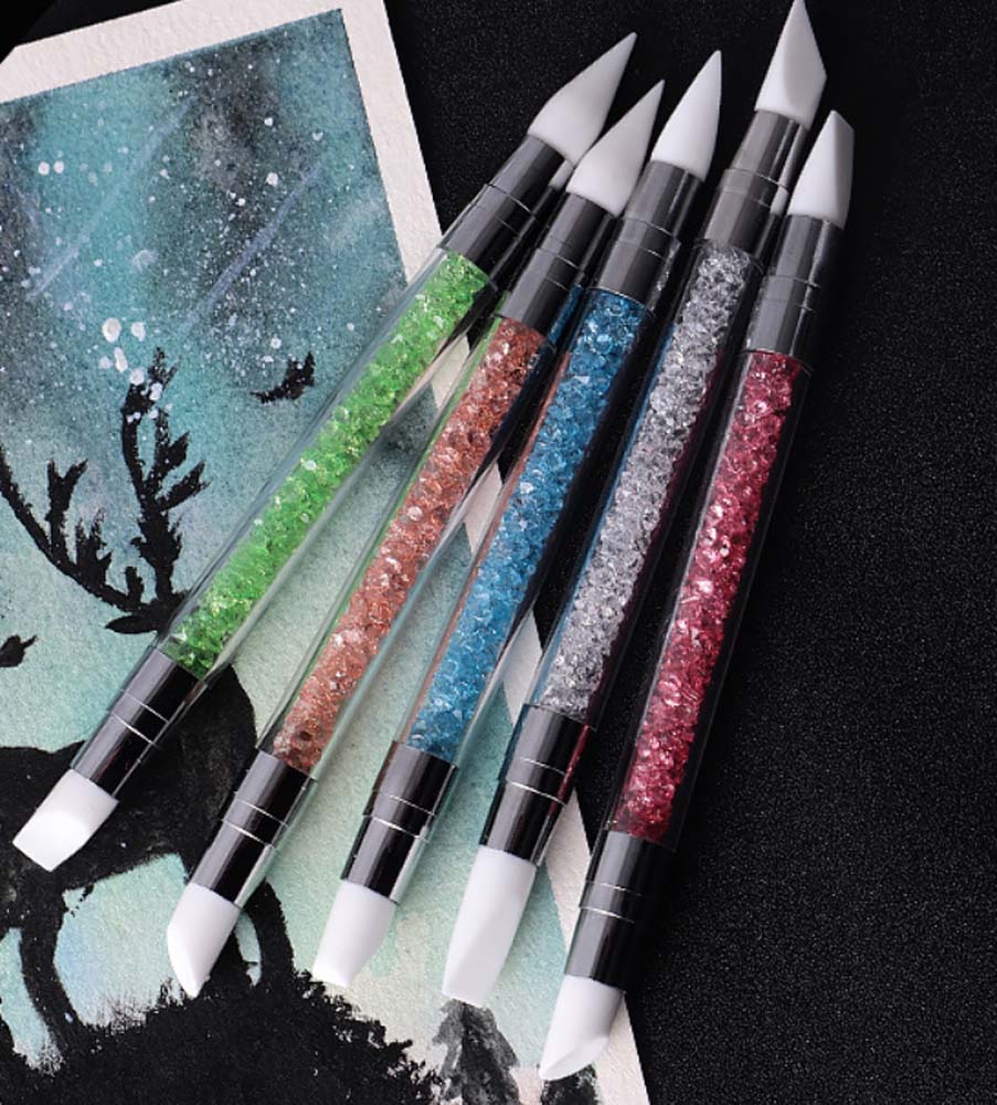 Nail art double head silicone pen set Nail head pen powder embossing stick indentation pen soft ceramic clay tool 7