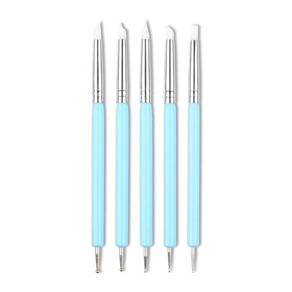 Silicone pen nail engraving embossing pen double end dot dot needle point drill pen set soft clay tool retouching pen