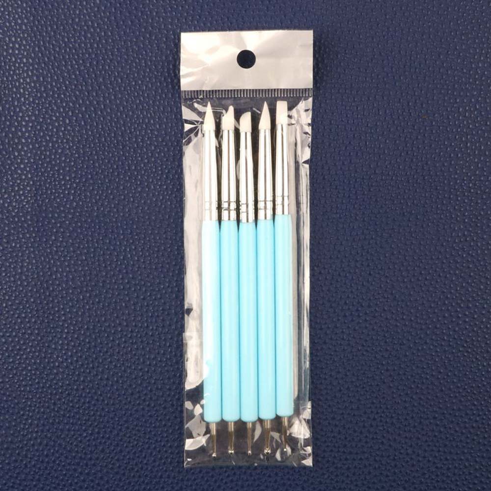 Silicone pen nail engraving embossing pen double end dot dot needle point drill pen set soft clay tool retouching pen 6