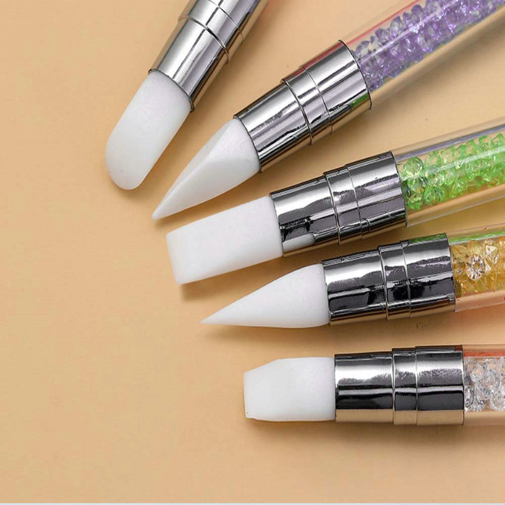 Silicone pen manicure multi-purpose double head application magic mirror powder sticker press rod carving glue adjustment professional tool 2