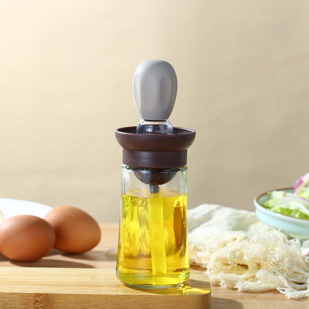 Silicone oil brush with oil bottle integrated scale control oil pot household kitchen cooking oil brush barbecue brush oil brush 2