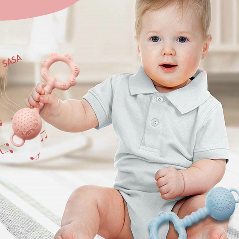 Baby teether silicone rattle sounding teether toys baby teething sticks 6