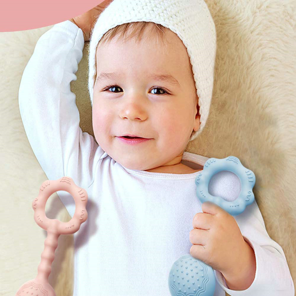 Baby teether silicone rattle sounding teether toys baby teething sticks 7