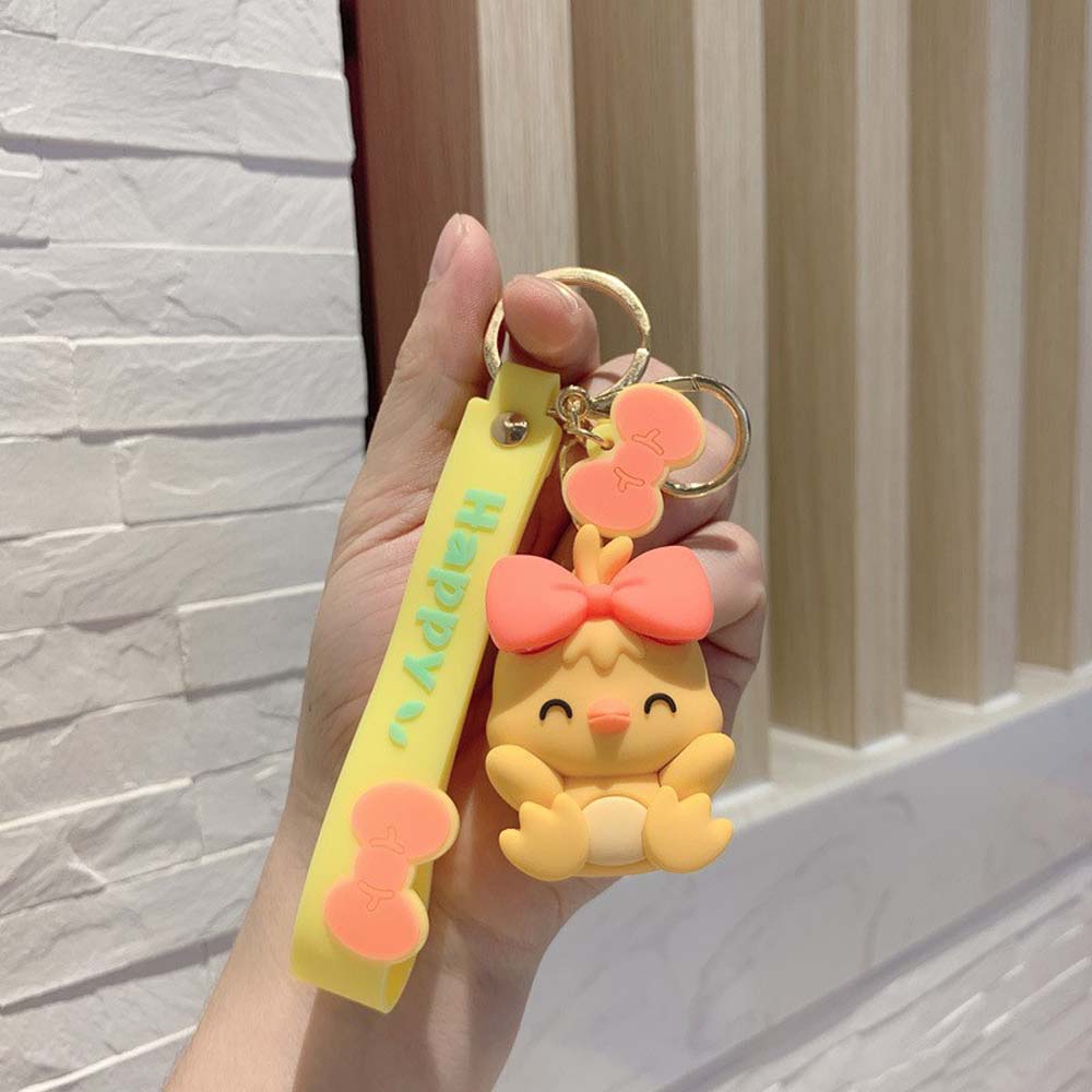 Duckling cartoon doll couple soft rubber pendant key chain key chain silicone hanging ornament 5