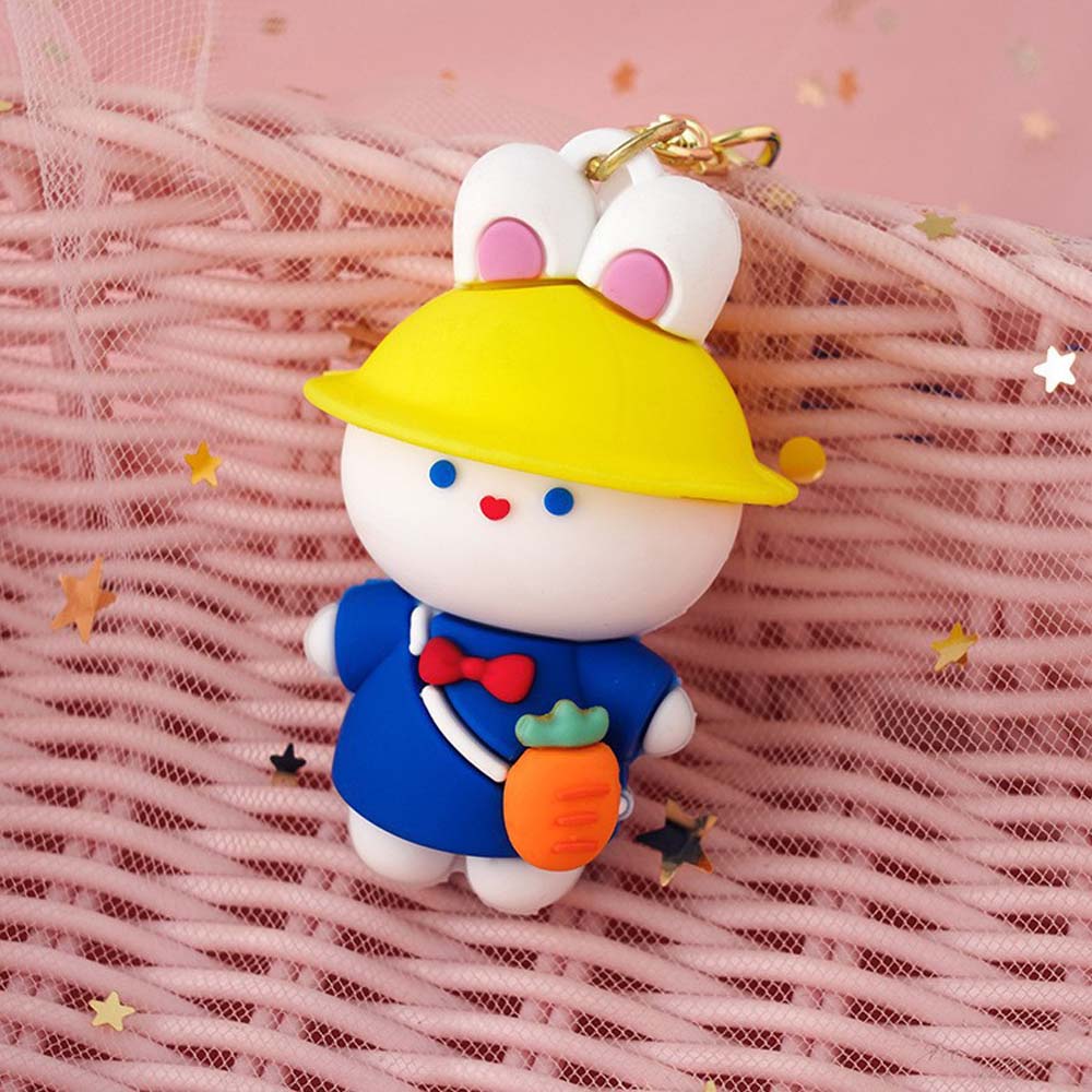 Cute bunny doll key chain school bag pendant key ring couple bag hanging trinket car key fob 6