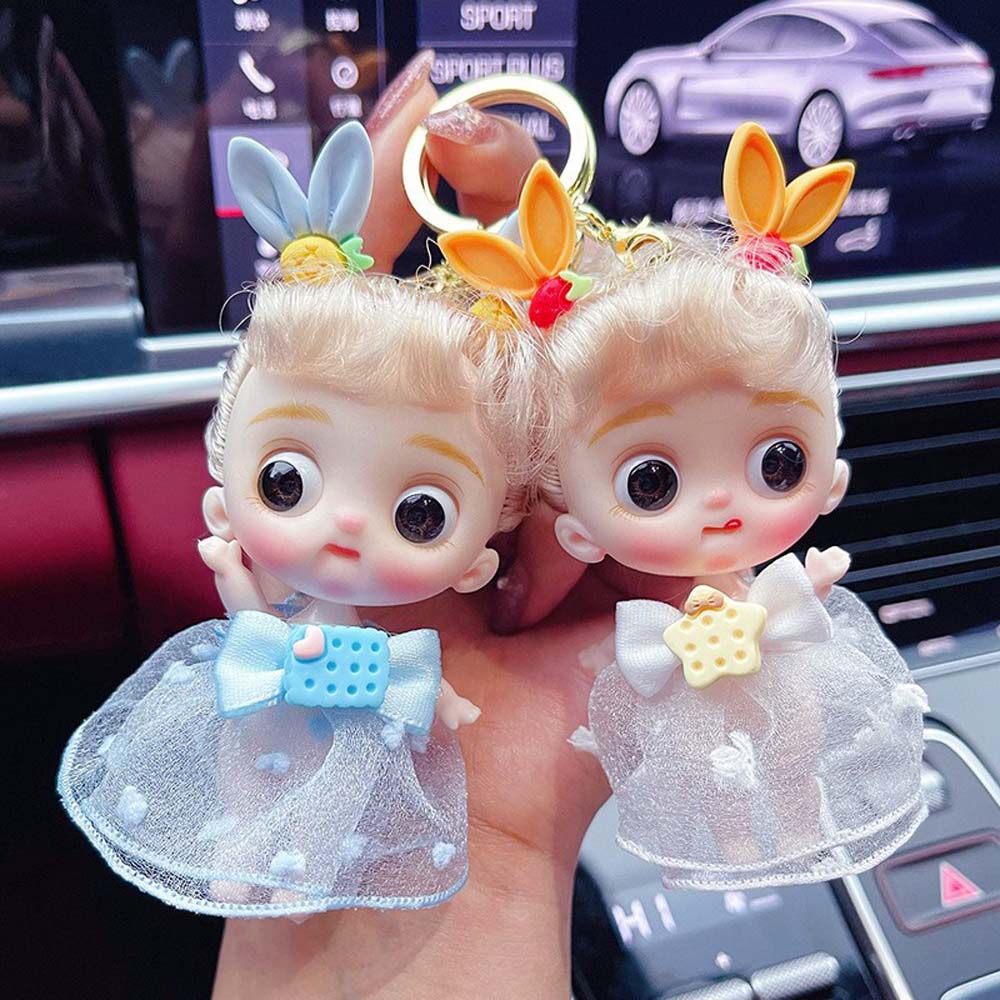Hairpin doll keychain creative skeletal adjustable Barbie car key chain bag pendant gift girl 4