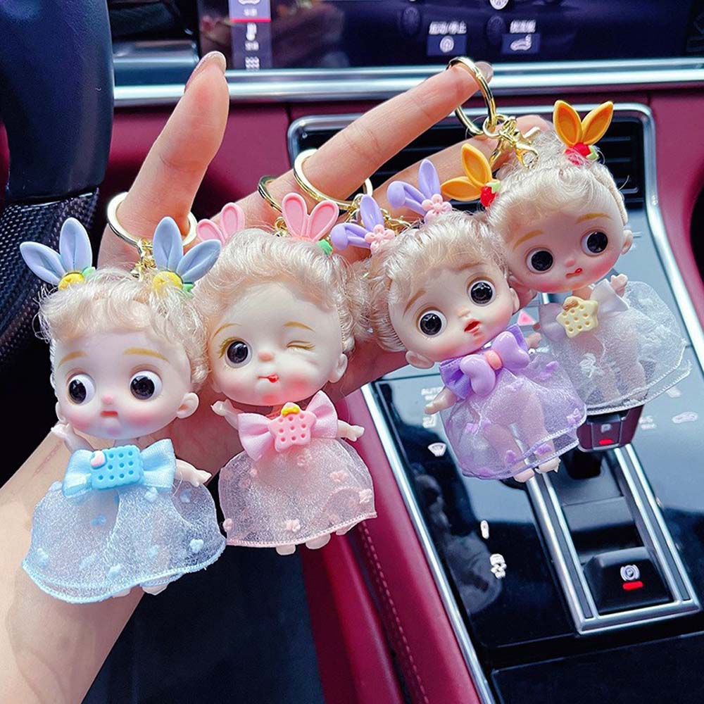 Hairpin doll keychain creative skeletal adjustable Barbie car key chain bag pendant gift girl 6