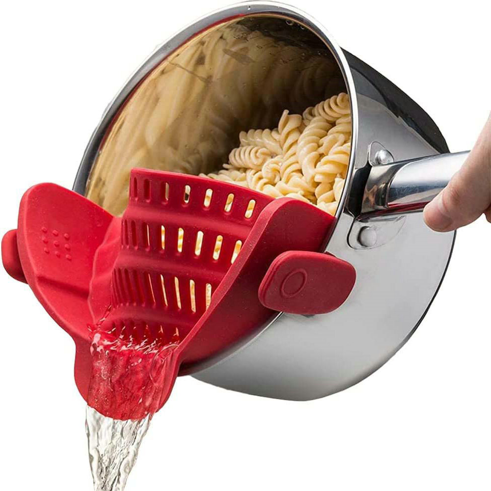 New wide mouth silicone water filter pot side drainage block household noodles vegetable pouring filtration spill-proof drainer