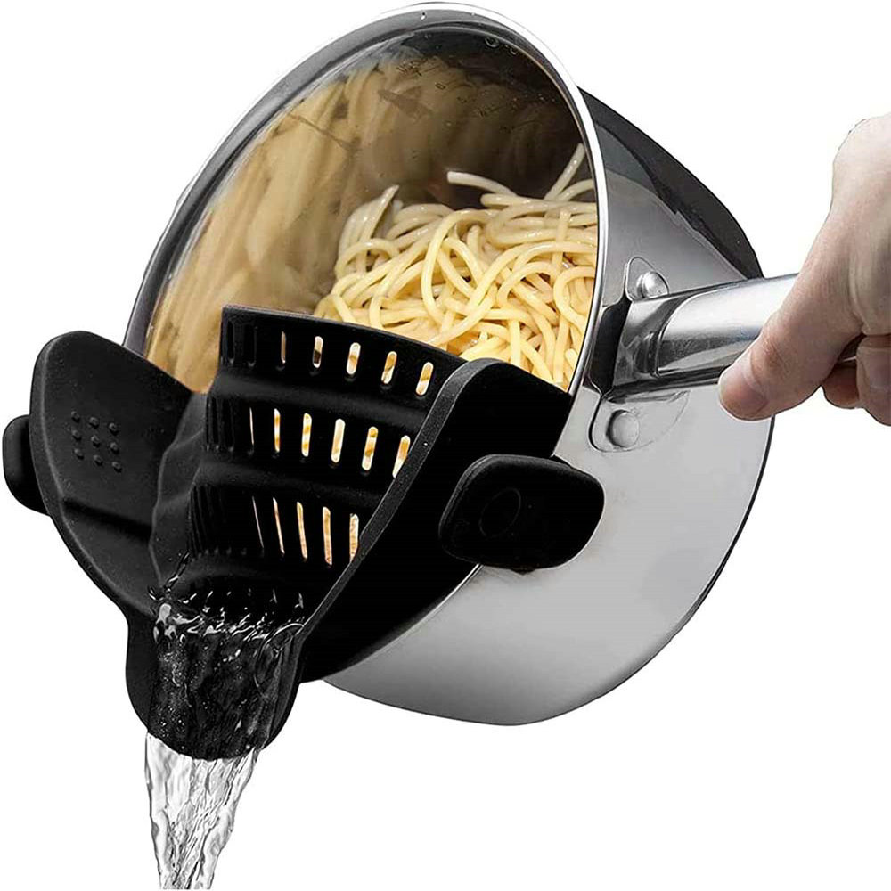New wide mouth silicone water filter pot side drainage block household noodles vegetable pouring filtration spill-proof drainer 5