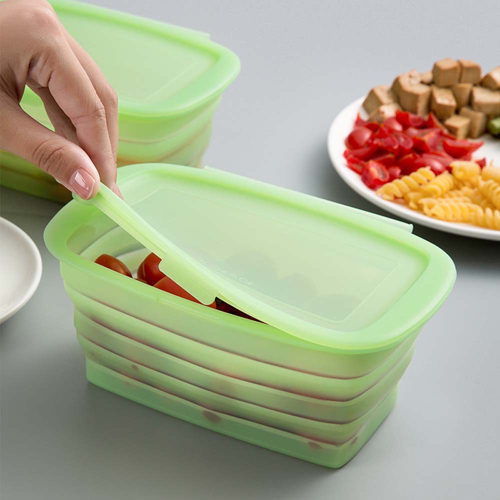 Silicone folding crisper box with lid Vegetable and fruit crisper box Lunch box silicone folding bento box lunch box  5