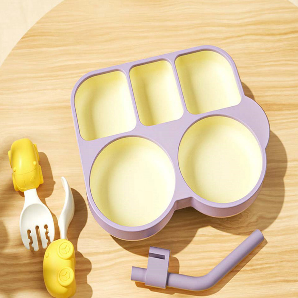 Food Grade Silicone Baby Plate Easy To Clean Divided Plate Strong Adsorption Small Plate For Baby Liquid Silicone Rubber 2