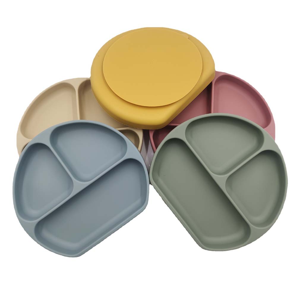 Infant children's suction cup dinner plate silicone integrated suction food plate