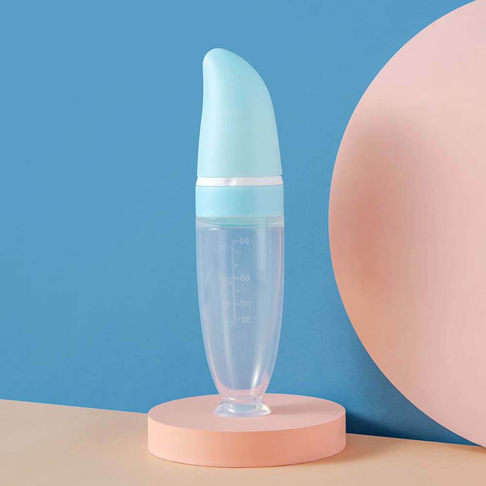 Food supplement spoon  Food grade liquid silicone Suction cup squeeze rice cereal spoon  Baby tableware rice cereal bottle 5