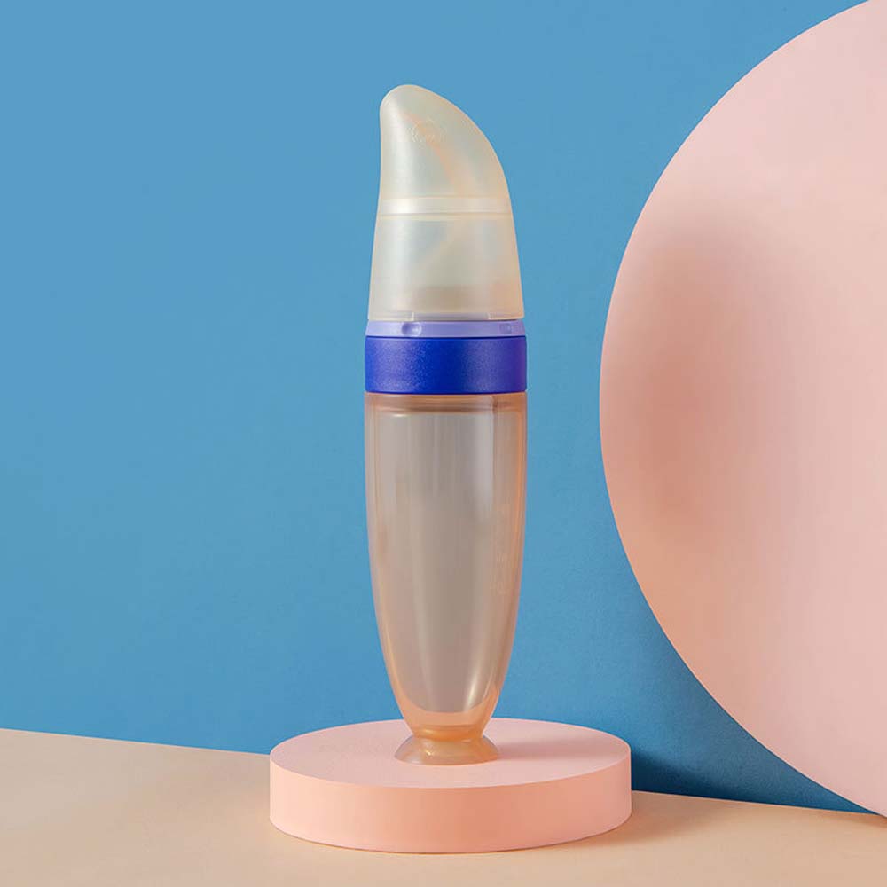 Food supplement spoon  Food grade liquid silicone Suction cup squeeze rice cereal spoon  Baby tableware rice cereal bottle 6