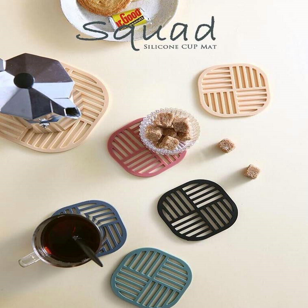 Square silicone tablemat kitchen anti scald insulated pot mat creative ins geometric openwork bowl mat coaster 2