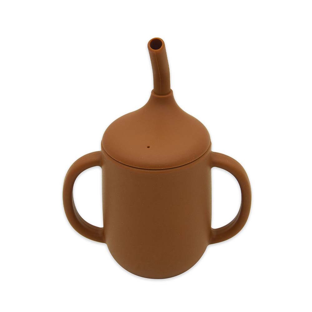Food grade silicone straw cup high temperature anti-fall water cup infant amphora training drinking cup 4