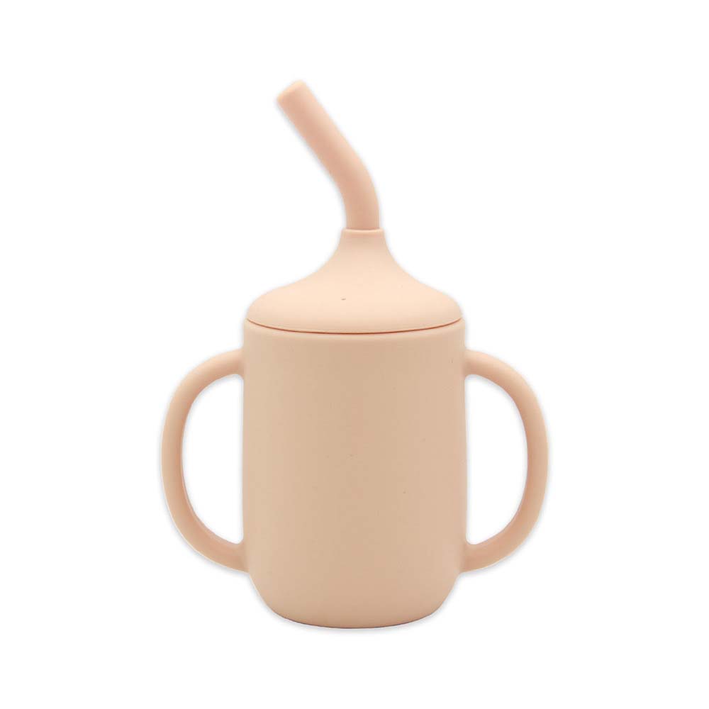 Food grade silicone straw cup high temperature anti-fall water cup infant amphora training drinking cup 6