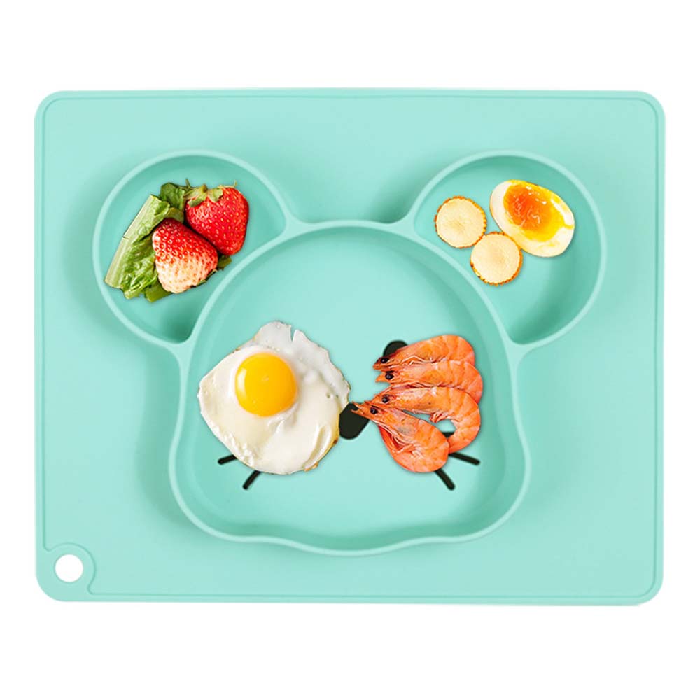 Creative cartoon silicone meal plate for baby food graded food supplement bowl integrated suction cup dinner plate 3