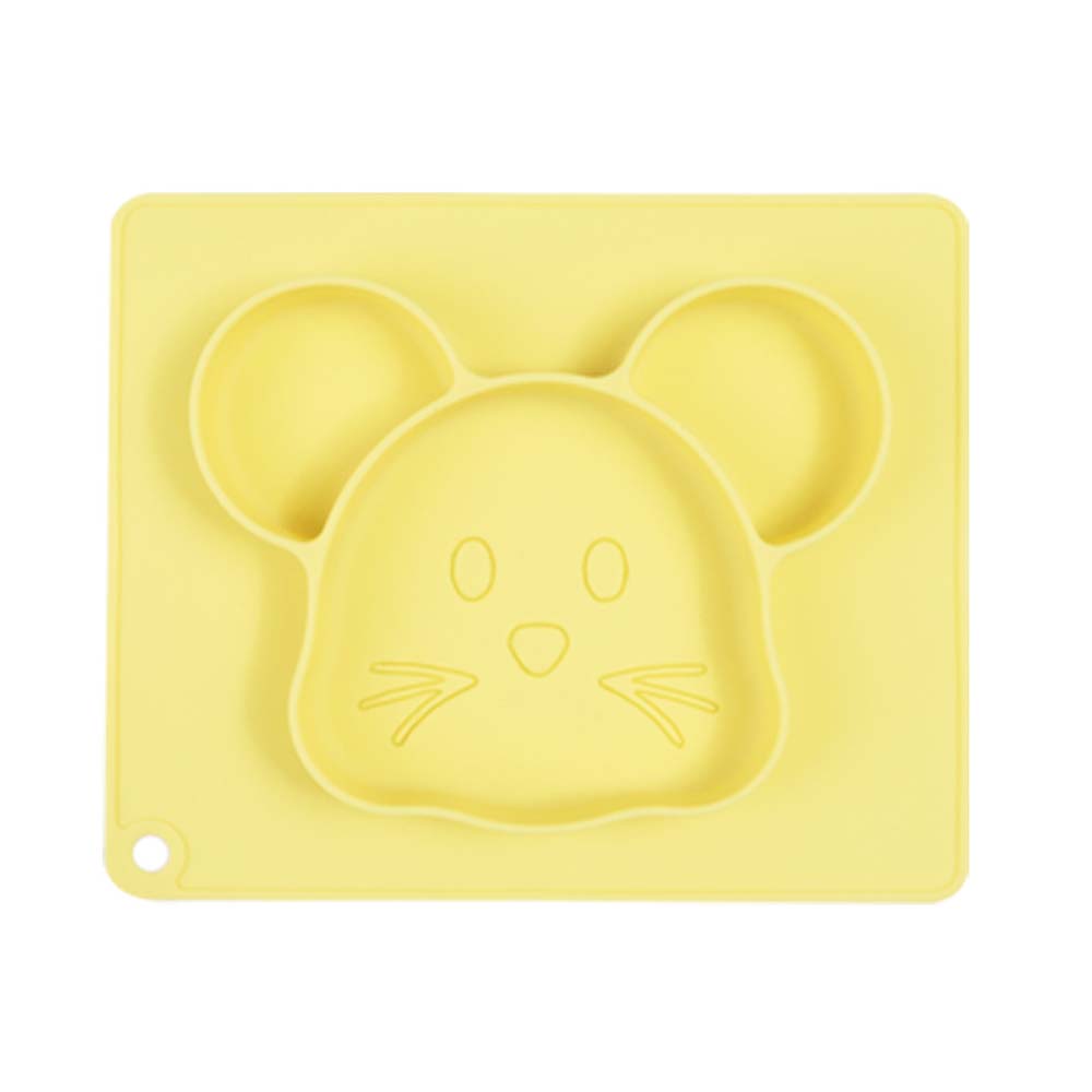 Creative cartoon silicone meal plate for baby food graded food supplement bowl integrated suction cup dinner plate 6