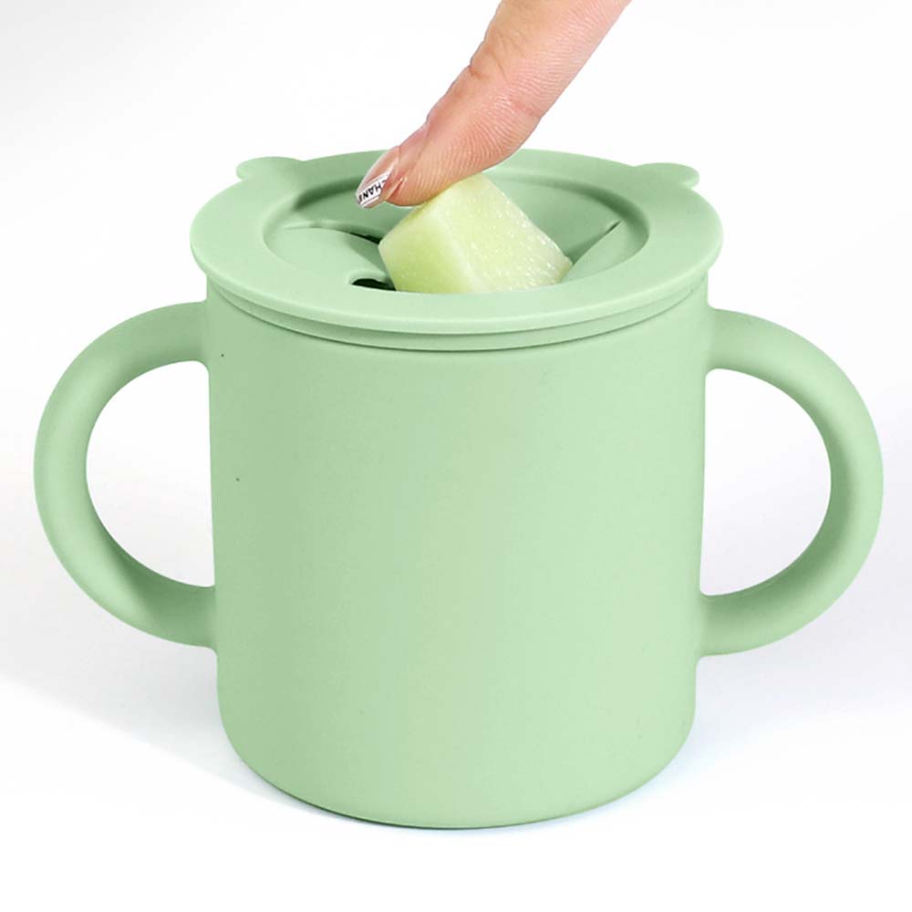 Silicone straw cup with straw child drop proof portable learning cup snack cup Baby silicone cup with lid