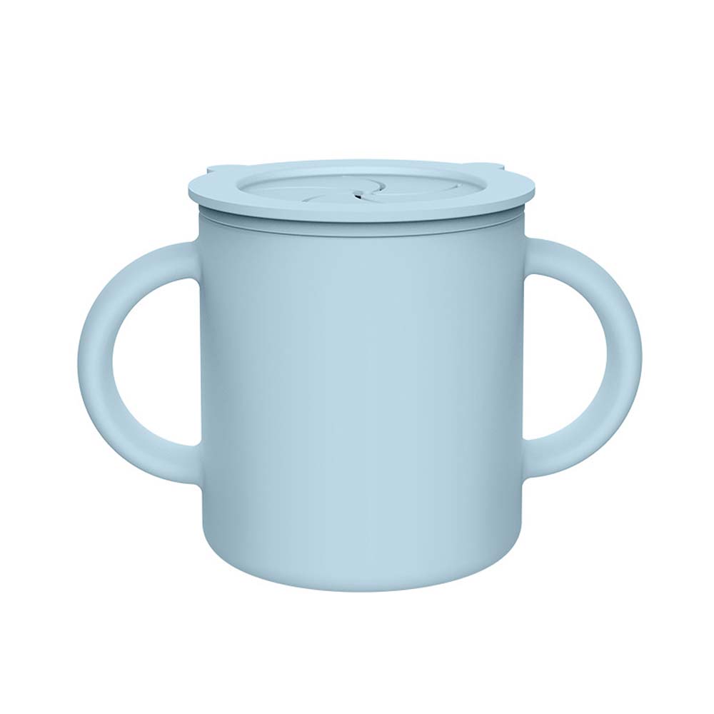 Silicone straw cup with straw child drop proof portable learning cup snack cup Baby silicone cup with lid 2