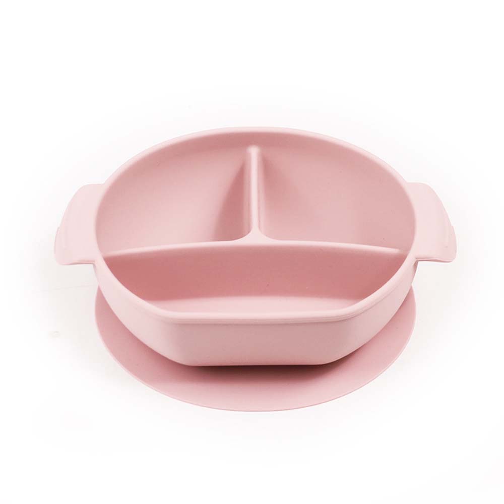 Baby integrated with suction cup compartment food tray fork and spoon feeding cutlery set children's silicone dinner plate 2