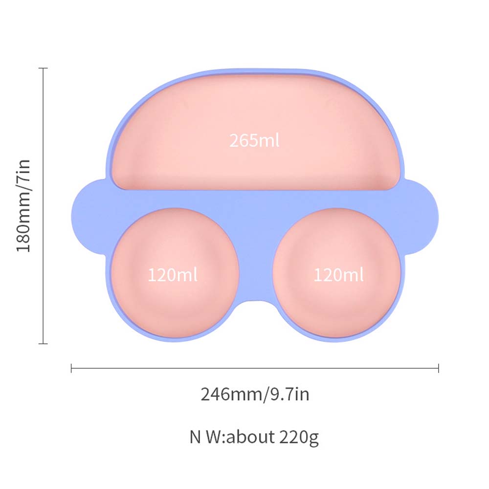 Children's silicone meal plate ins cartoon car baby dinner plate integrated compartment food supplement baby tableware 3