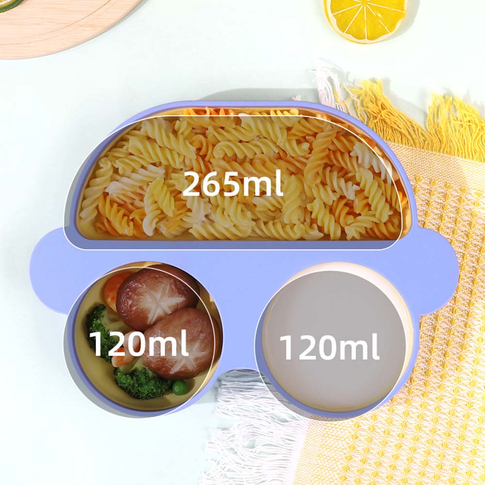 Children's silicone meal plate ins cartoon car baby dinner plate integrated compartment food supplement baby tableware 5