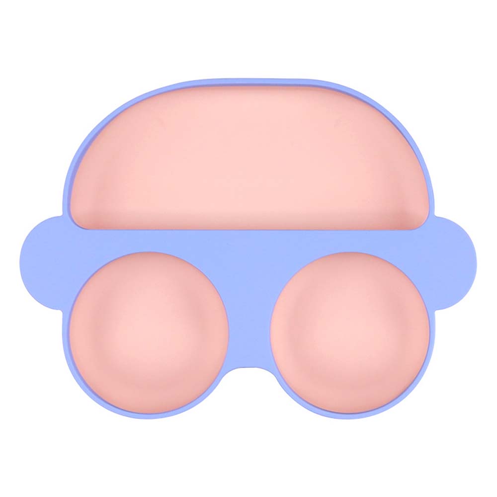 Children's silicone meal plate ins cartoon car baby dinner plate integrated compartment food supplement baby tableware 7