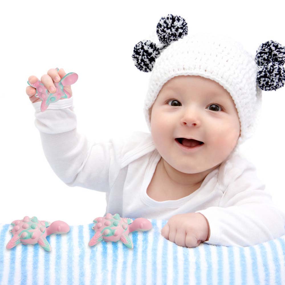 Baby tooth food grade silicone biting toys turtle silicone tooth animal type biting glue 6