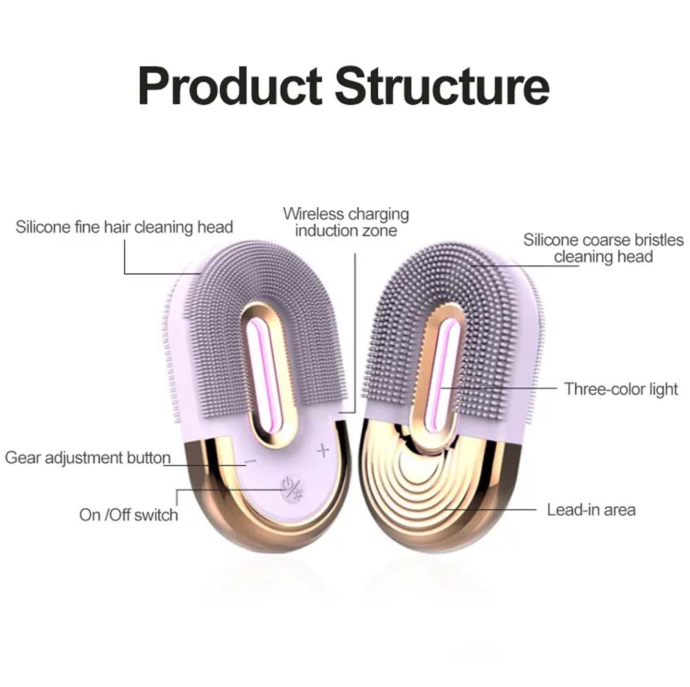Waterproof Facial Cleaning Exfoliator Cosmetics Equipment Home Use Silicone Electric Face Cleaner Brush Beauty Device 6