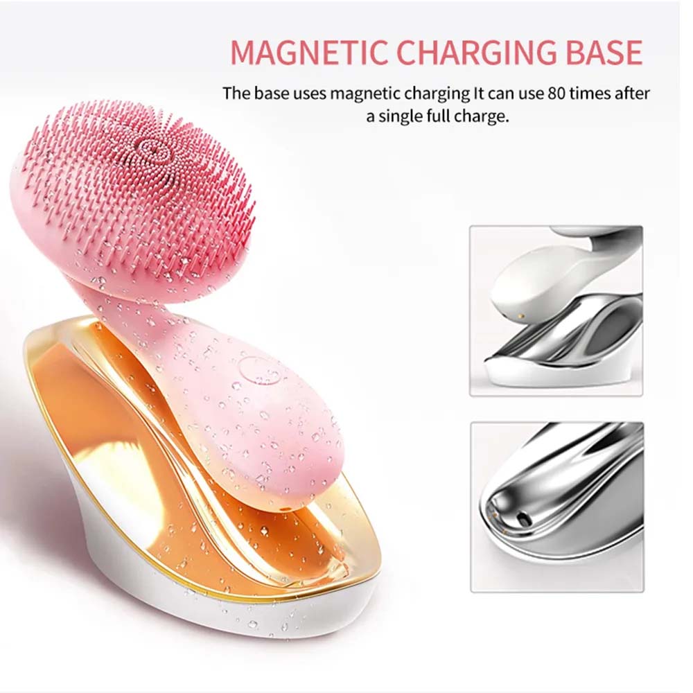 home use ipx7 waterproof sonic usb charger facial cleansing skin brush silicone ultrasonic face cleaner 3