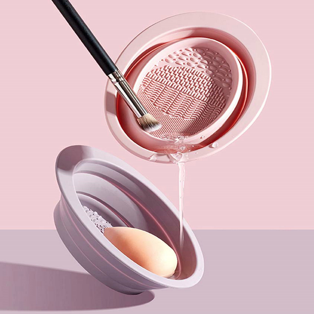 Folding silicone washing bowl Makeup brush egg cleaning cleaning mat Makeup tool washing pad 5