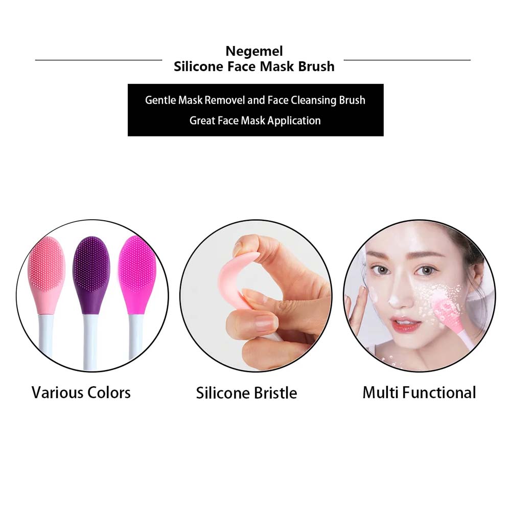 Cosmetic Beauty Tool Double-Ended Silicone Face Mud Mask Brush Applicator for Cream Lotion Moisturizer 3