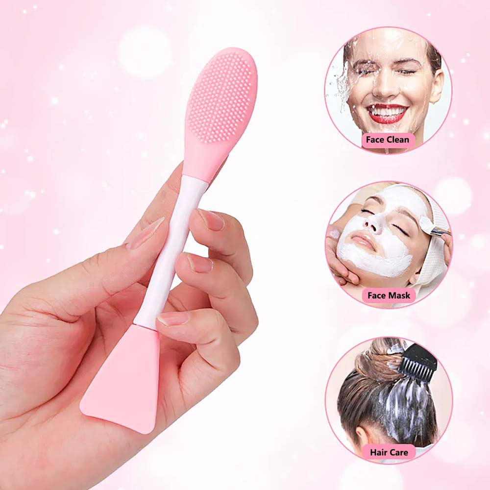 Cosmetic Beauty Tool Double-Ended Silicone Face Mud Mask Brush Applicator for Cream Lotion Moisturizer 4